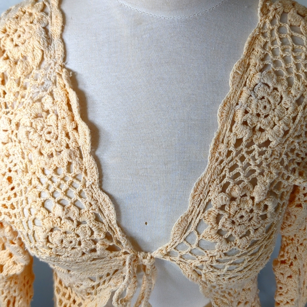 Vintage hand crocheted cream dress/beach cover up